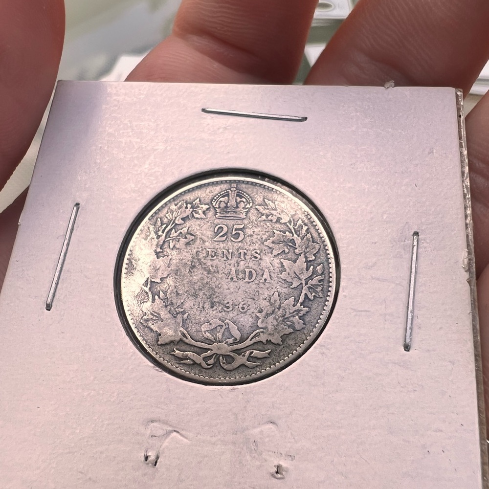 1936 Canadian 25c Silver 80%